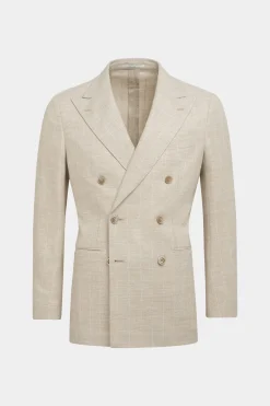 SUITSUPPLY Havana Anzug Hellbraun Gestreift-Männlich Casual Anzüge