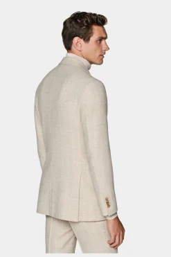 SUITSUPPLY Havana Anzug Hellbraun Gestreift-Männlich Casual Anzüge