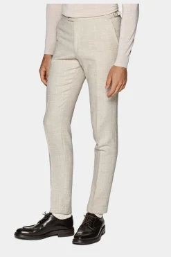SUITSUPPLY Havana Anzug Hellbraun Gestreift-Männlich Casual Anzüge