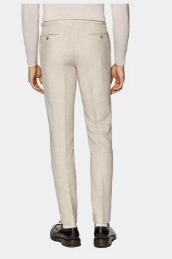 SUITSUPPLY Havana Anzug Hellbraun Gestreift-Männlich Casual Anzüge