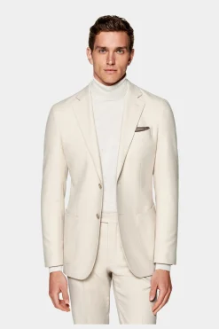 SUITSUPPLY Havana Anzug Hellbraun Mit Fischgrätmuster-Männlich Casual Anzüge