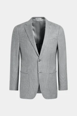 SUITSUPPLY Havana Anzug Hellgrau Mit Hahnentrittmuster-Männlich Casual Anzüge