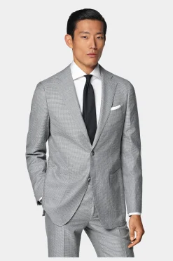 SUITSUPPLY Havana Anzug Hellgrau Mit Hahnentrittmuster-Männlich Casual Anzüge
