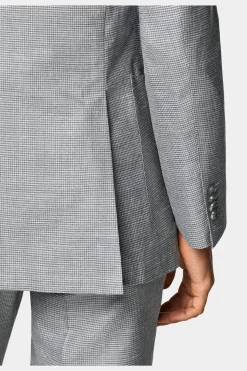 SUITSUPPLY Havana Anzug Hellgrau Mit Hahnentrittmuster-Männlich Casual Anzüge