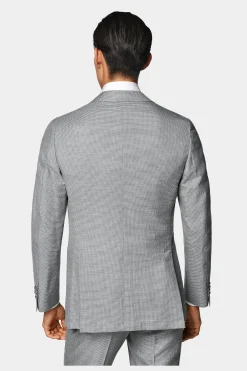 SUITSUPPLY Havana Anzug Hellgrau Mit Hahnentrittmuster-Männlich Casual Anzüge