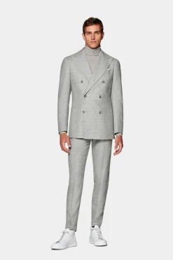 SUITSUPPLY Havana Anzug Hellgrau Mit Karo-Männlich Casual Anzüge