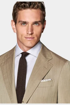 SUITSUPPLY Havana Anzug Mittelbraun Fischgrätmuster-Männlich Business Anzüge