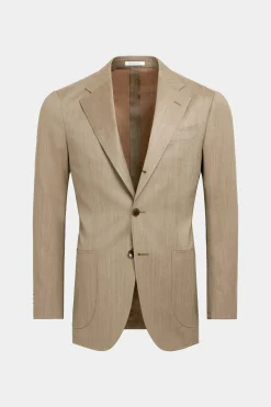 SUITSUPPLY Havana Anzug Mittelbraun Fischgrätmuster-Männlich Business Anzüge