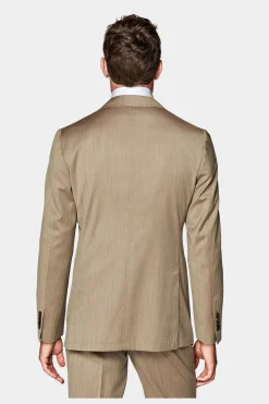 SUITSUPPLY Havana Anzug Mittelbraun Fischgrätmuster-Männlich Business Anzüge