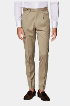 SUITSUPPLY Havana Anzug Mittelbraun Fischgrätmuster-Männlich Business Anzüge