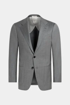 SUITSUPPLY Havana Anzug Mittelgrau Fischgrätmuster-Männlich Business Anzüge