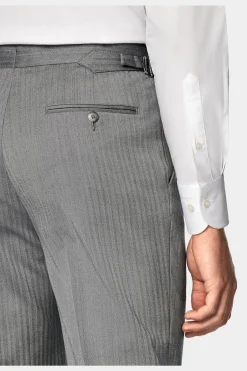 SUITSUPPLY Havana Anzug Mittelgrau Fischgrätmuster-Männlich Business Anzüge
