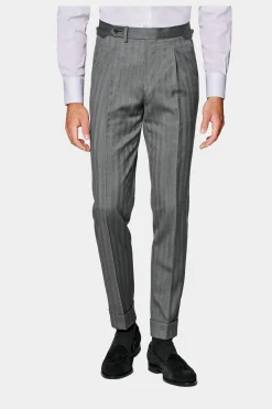 SUITSUPPLY Havana Anzug Mittelgrau Fischgrätmuster-Männlich Business Anzüge