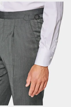 SUITSUPPLY Havana Anzug Mittelgrau Fischgrätmuster-Männlich Business Anzüge