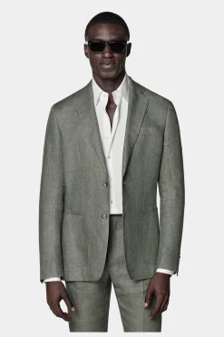 SUITSUPPLY Havana Anzug Mittelgrün-Männlich Leinenanzüge