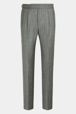 SUITSUPPLY Havana Anzug Mittelgrün Gestreift-Männlich Casual Anzüge