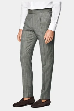 SUITSUPPLY Havana Anzug Mittelgrün Gestreift-Männlich Casual Anzüge