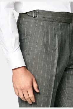 SUITSUPPLY Havana Anzug Mittelgrün Gestreift-Männlich Casual Anzüge