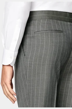 SUITSUPPLY Havana Anzug Mittelgrün Gestreift-Männlich Casual Anzüge