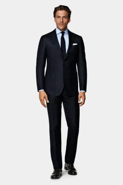 SUITSUPPLY Havana Anzug Navy Fischgrätmuster-Männlich Casual Anzüge