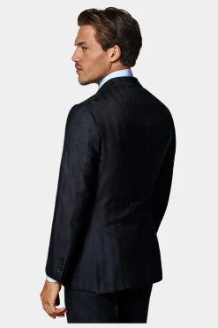 SUITSUPPLY Havana Anzug Navy Fischgrätmuster-Männlich Casual Anzüge
