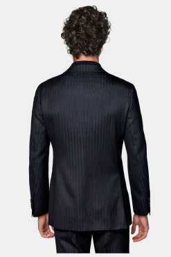 SUITSUPPLY Havana Anzug Navy Fischgrätmuster-Männlich Business Anzüge