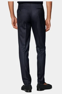 SUITSUPPLY Havana Anzug Navy Fischgrätmuster-Männlich Business Anzüge