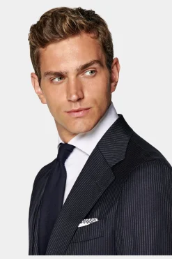 SUITSUPPLY Havana Anzug Navy Gestreift-Männlich Business Anzüge