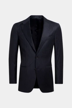 SUITSUPPLY Havana Anzug Navy Gestreift-Männlich Business Anzüge