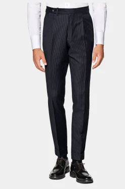 SUITSUPPLY Havana Anzug Navy Gestreift-Männlich Business Anzüge