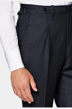 SUITSUPPLY Havana Anzug Navy Gestreift-Männlich Business Anzüge