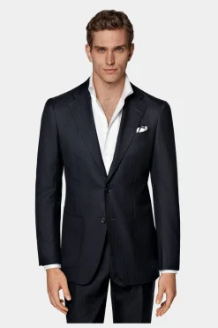 SUITSUPPLY Havana Anzug Navy Gestreift-Männlich Business Anzüge