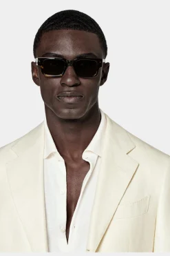 SUITSUPPLY Havana Anzug Off-White Fischgrätmuster-Männlich Casual Anzüge
