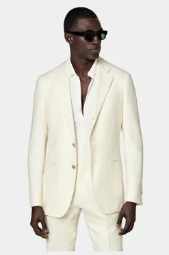 SUITSUPPLY Havana Anzug Off-White Fischgrätmuster-Männlich Casual Anzüge