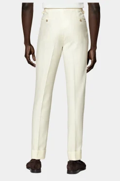 SUITSUPPLY Havana Anzug Off-White Fischgrätmuster-Männlich Casual Anzüge