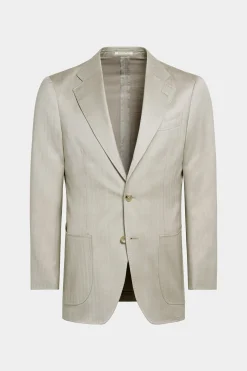 SUITSUPPLY Havana Anzug Sand Fischgrätmuster-Männlich Business Anzüge