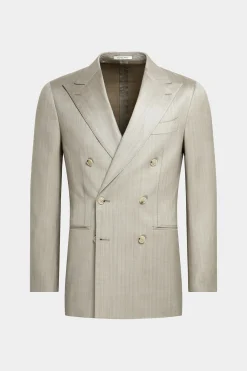 SUITSUPPLY Havana Anzug Sand Fischgrätmuster-Männlich Business Anzüge