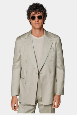 SUITSUPPLY Havana Anzug Sand Fischgrätmuster-Männlich Business Anzüge