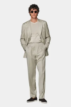 SUITSUPPLY Havana Anzug Sand Fischgrätmuster-Männlich Business Anzüge