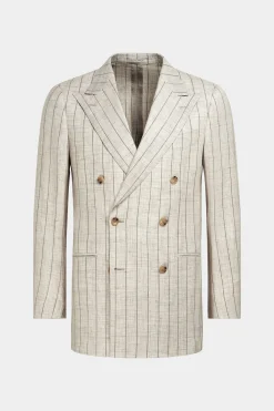 SUITSUPPLY Havana Anzug Sand Gestreift-Männlich Casual Anzüge