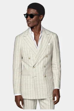 SUITSUPPLY Havana Anzug Sand Gestreift-Männlich Casual Anzüge