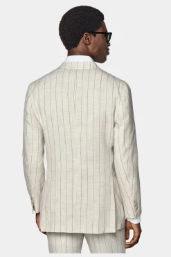 SUITSUPPLY Havana Anzug Sand Gestreift-Männlich Casual Anzüge