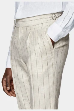 SUITSUPPLY Havana Anzug Sand Gestreift-Männlich Casual Anzüge