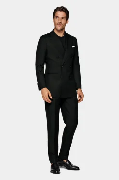 SUITSUPPLY Havana Anzug Schwarz Fischgrätmuster-Männlich Business Anzüge