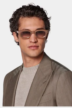 SUITSUPPLY Havana Anzug Taupe Fischgrätmuster-Männlich Business Anzüge