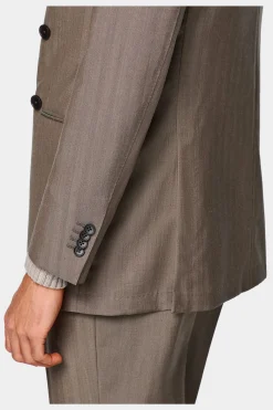 SUITSUPPLY Havana Anzug Taupe Fischgrätmuster-Männlich Business Anzüge