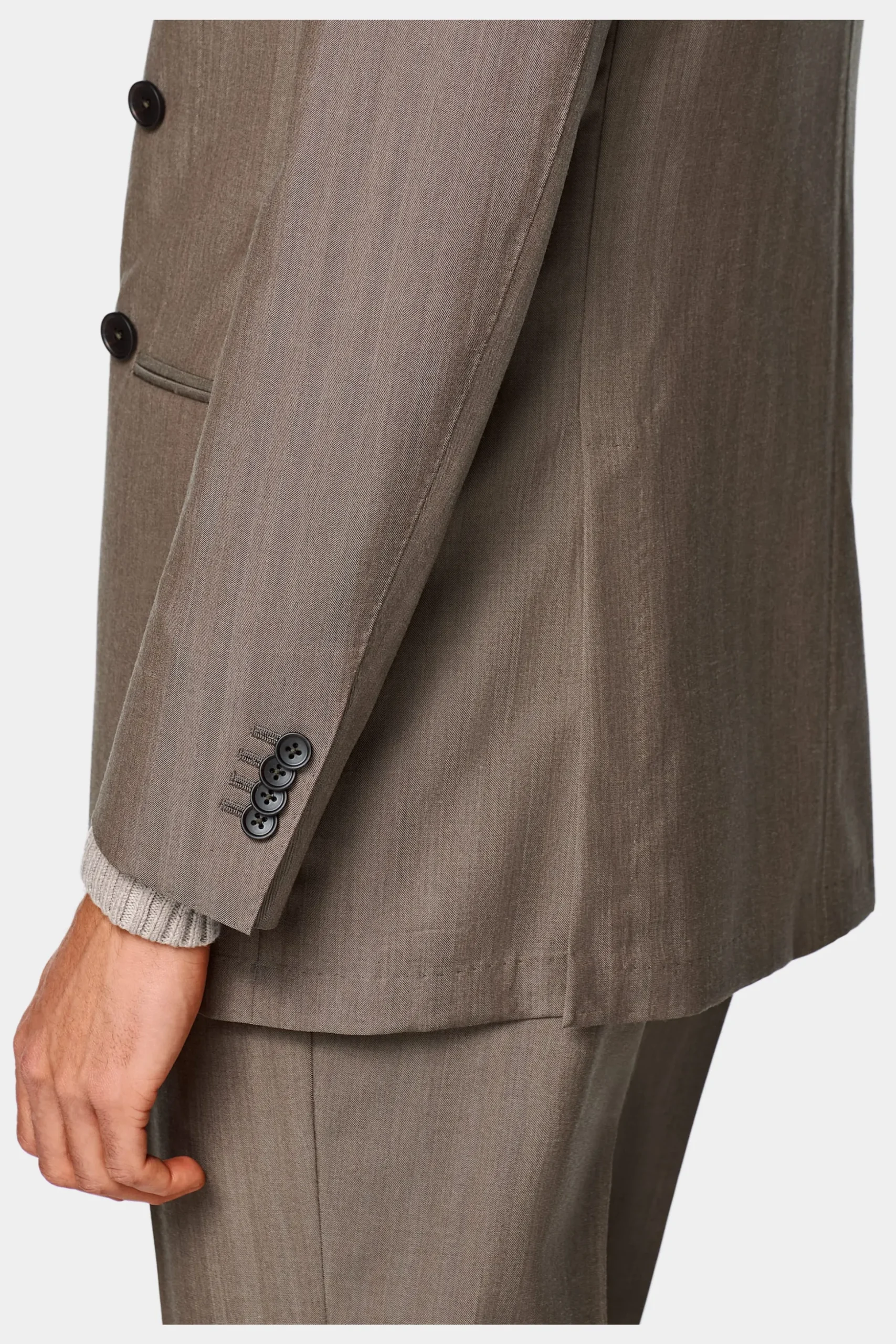 SUITSUPPLY Havana Anzug Taupe Fischgrätmuster-Männlich Business Anzüge