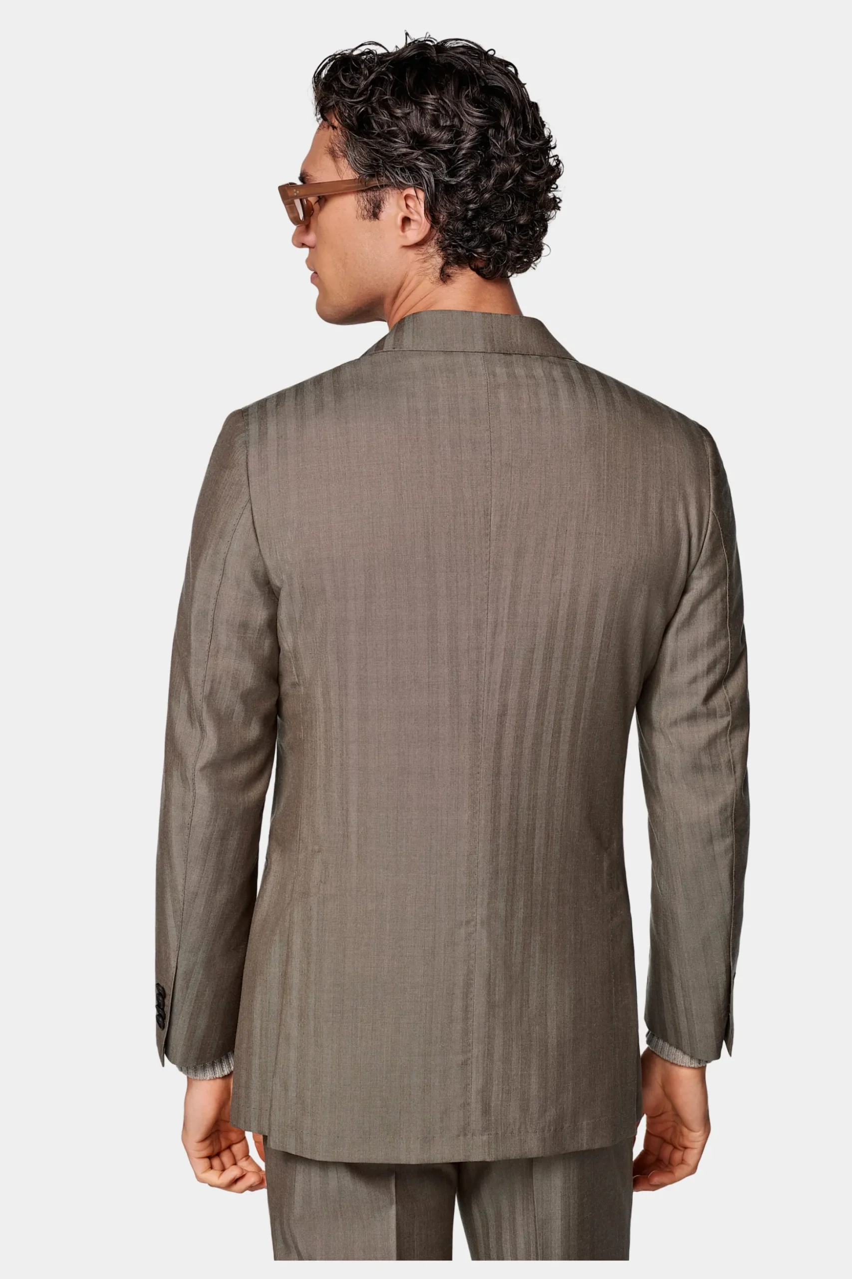 SUITSUPPLY Havana Anzug Taupe Fischgrätmuster-Männlich Business Anzüge