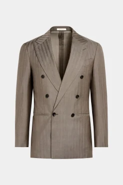SUITSUPPLY Havana Anzug Taupe Fischgrätmuster-Männlich Business Anzüge