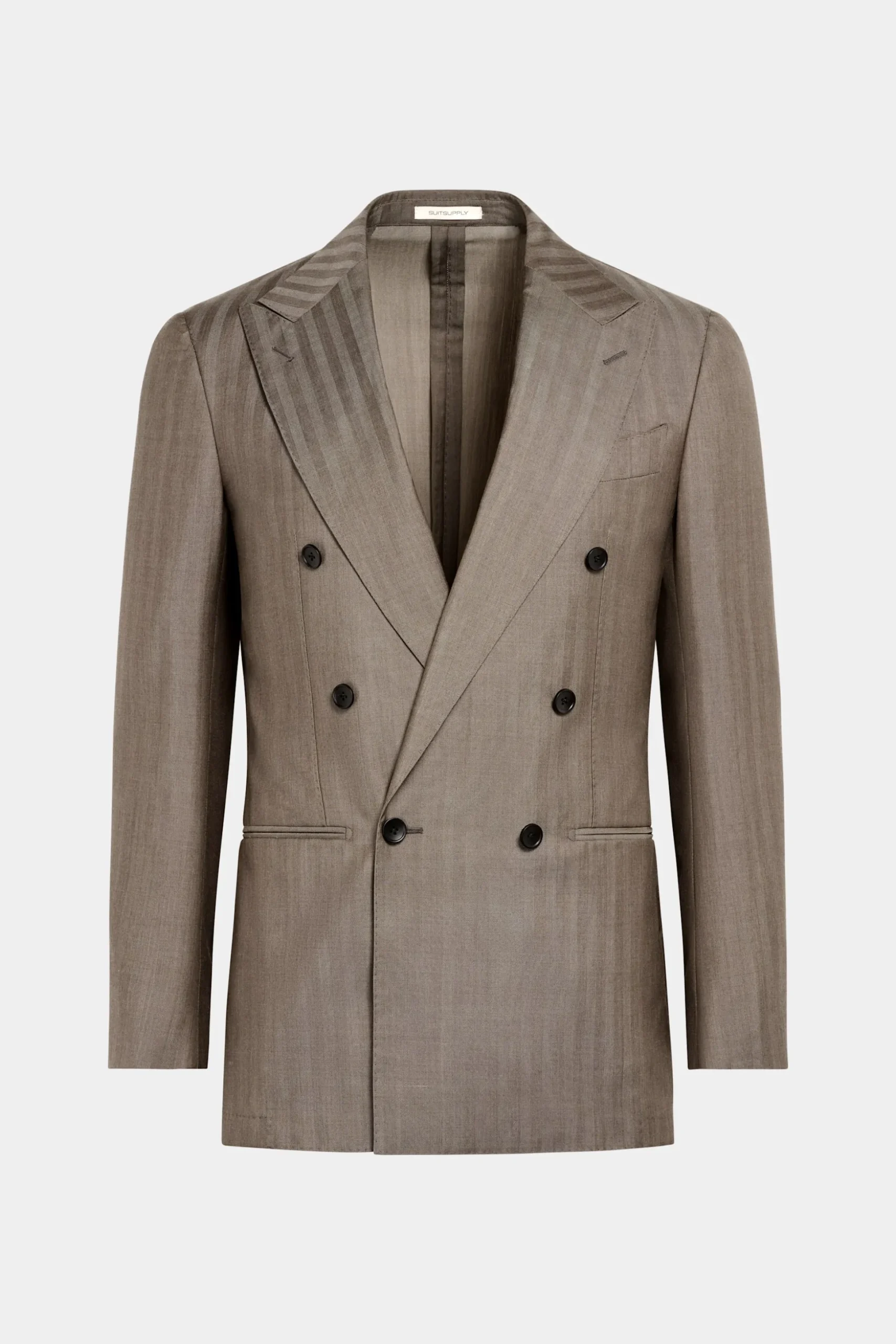 SUITSUPPLY Havana Anzug Taupe Fischgrätmuster-Männlich Business Anzüge